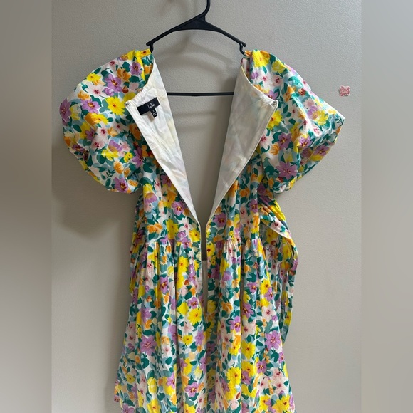 Lulus Attract Attention Multi Floral Puff Sleeve Tie-Front Mini Dress Women’s S - Picture 13 of 13